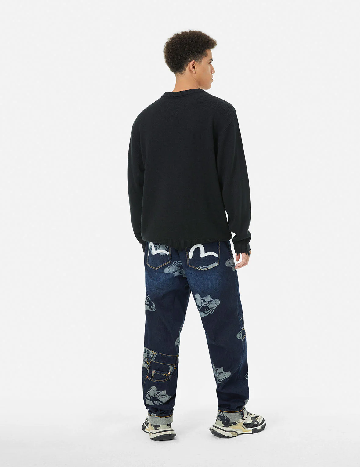 Seagull Embroidery and Godhead Jacquard Straight Fit Jeans - Image 3