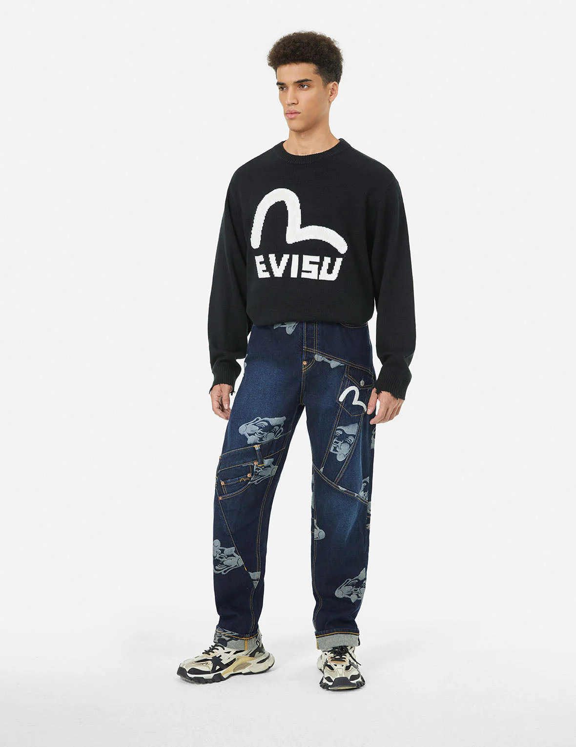 Seagull Embroidery and Godhead Jacquard Straight Fit Jeans - Image 4