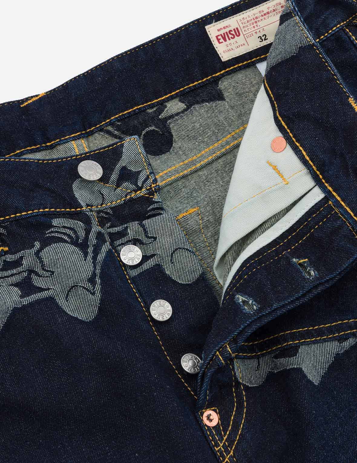 Seagull Embroidery and Godhead Jacquard Straight Fit Jeans - Image 7