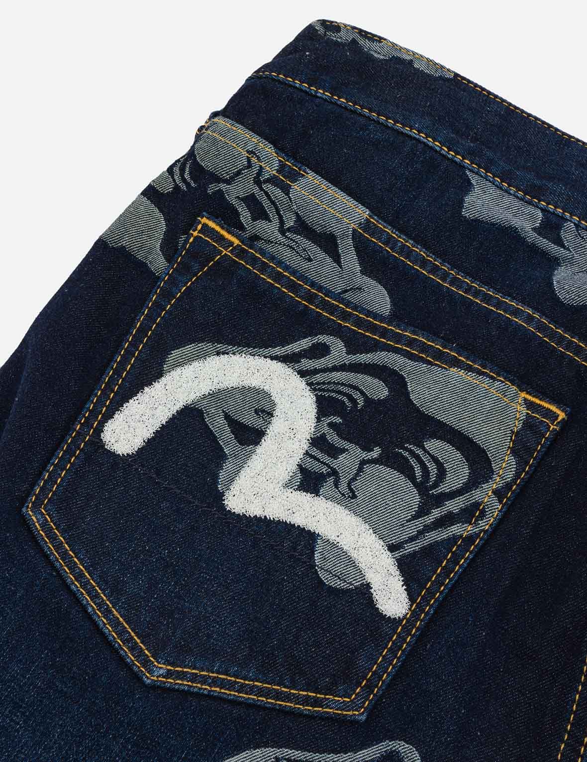 Seagull Embroidery and Godhead Jacquard Straight Fit Jeans - Image 8
