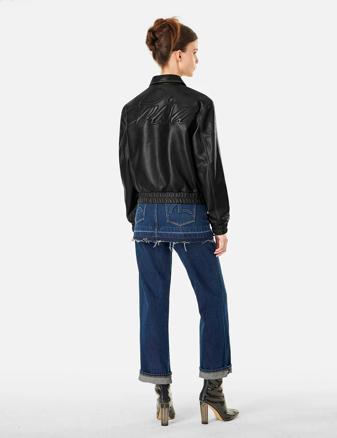 Seagull Embroidery and Logo Appliqué Fashion Fit Leather Jacket - Image 10
