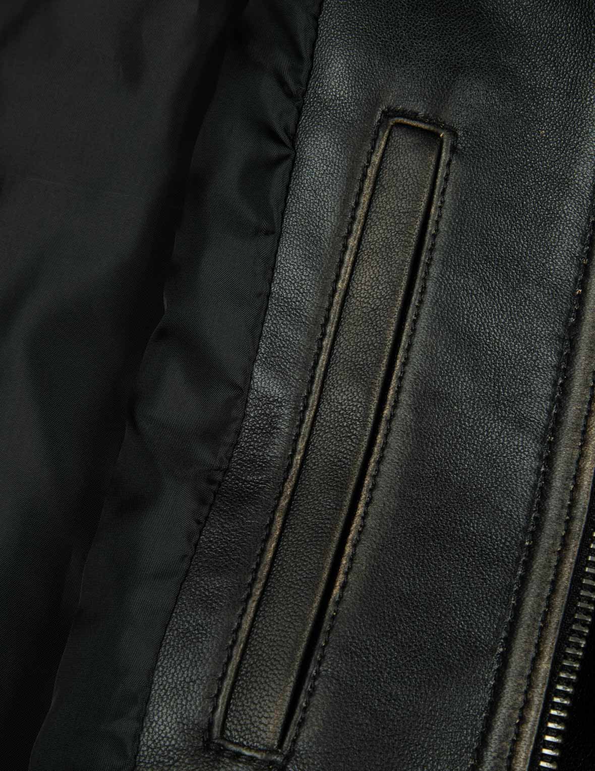 Seagull Embroidery and Logo Appliqué Fashion Fit Leather Jacket - Image 7