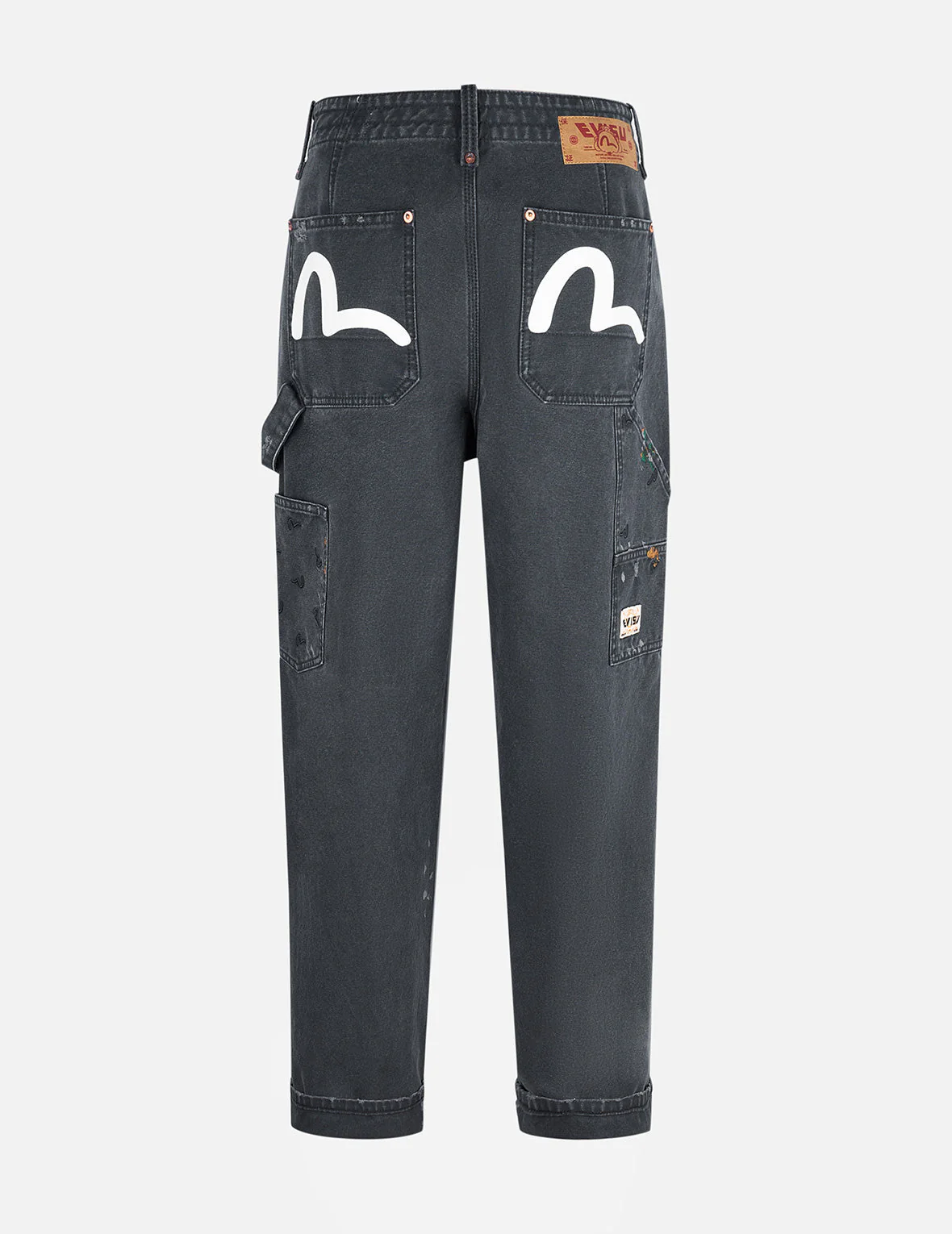 Seagull Embroidery and Logo Print Relax Fit Washed Pants - Image 17