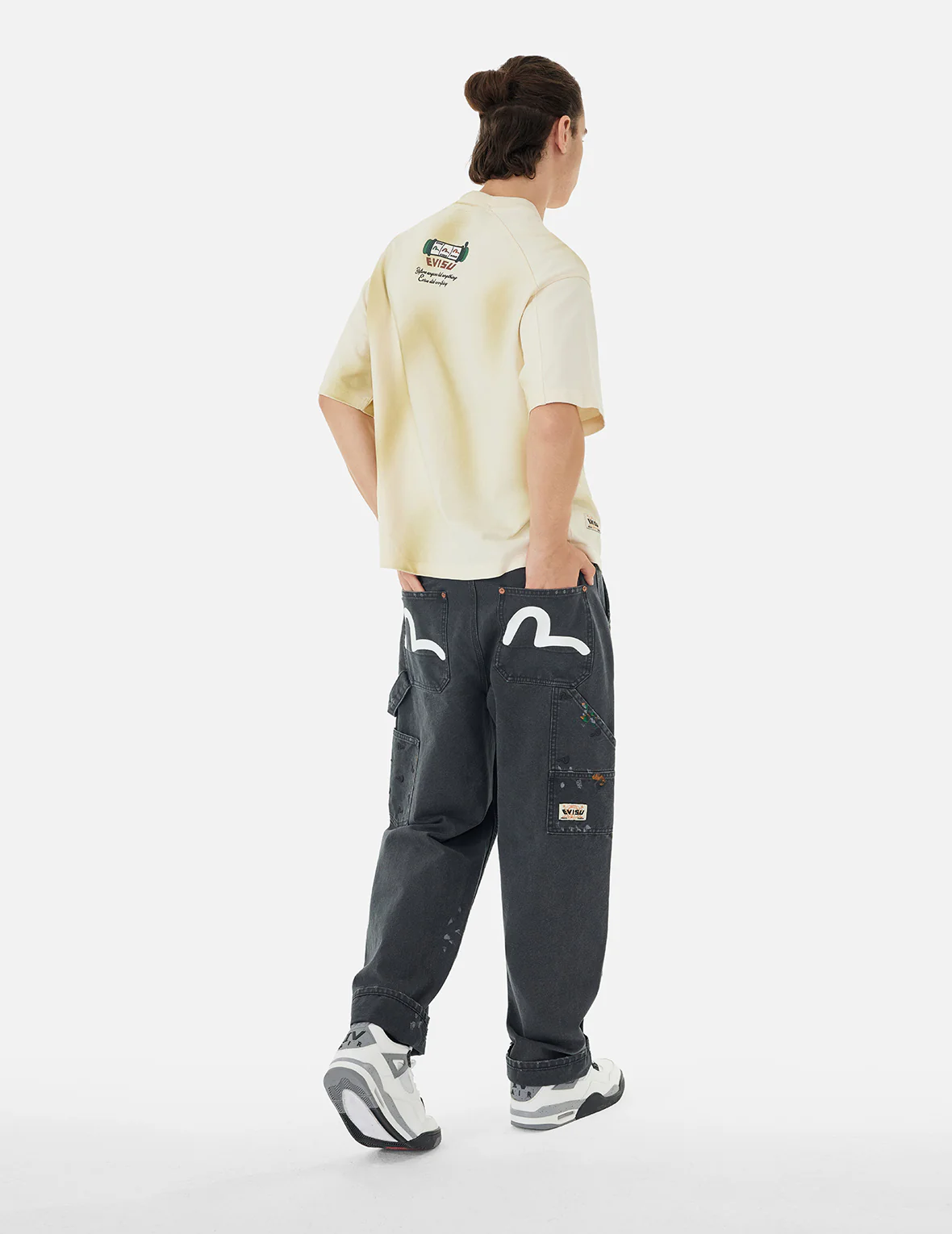 Seagull Embroidery and Logo Print Relax Fit Washed Pants - Image 20