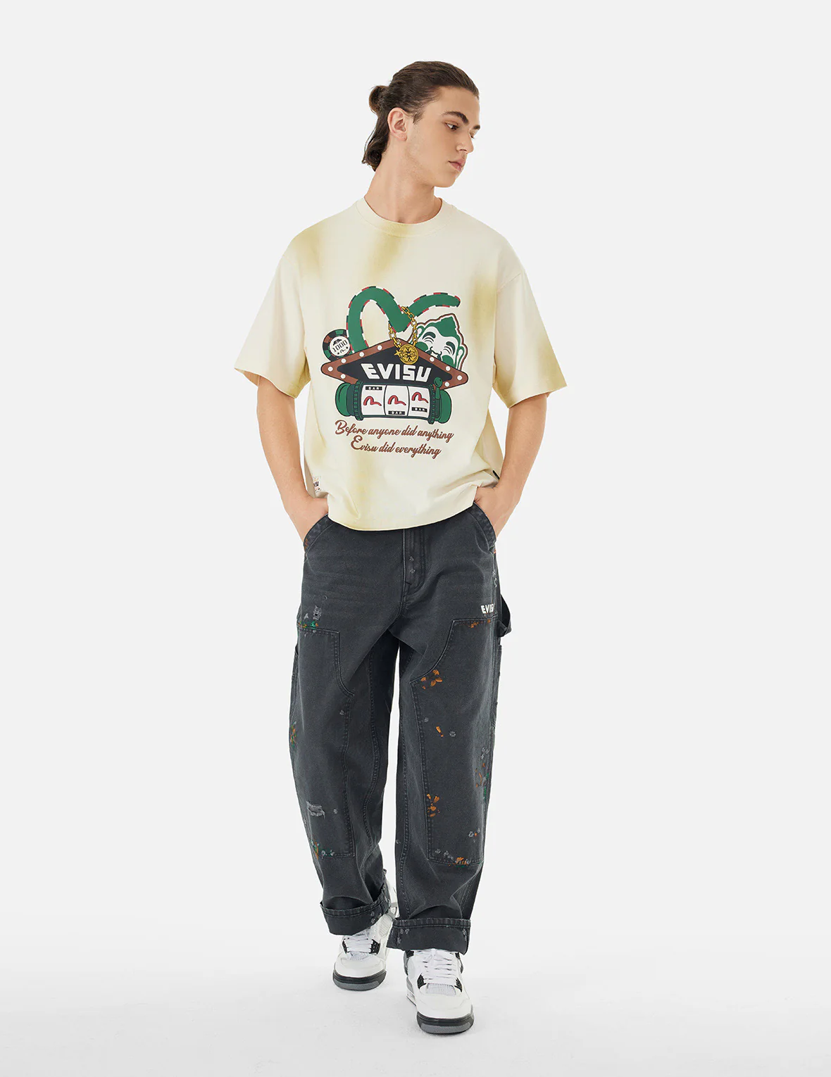 Seagull Embroidery and Logo Print Relax Fit Washed Pants - Image 21