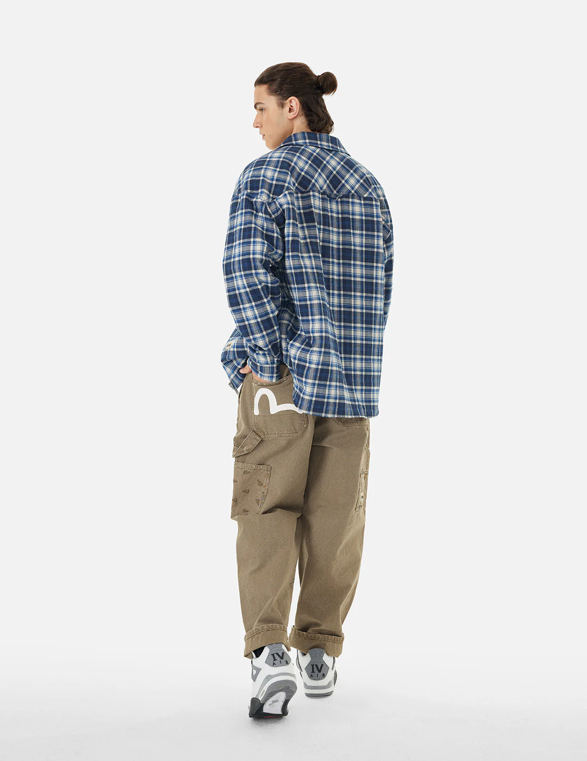Seagull Embroidery and Logo Print Relax Fit Washed Pants - Image 3