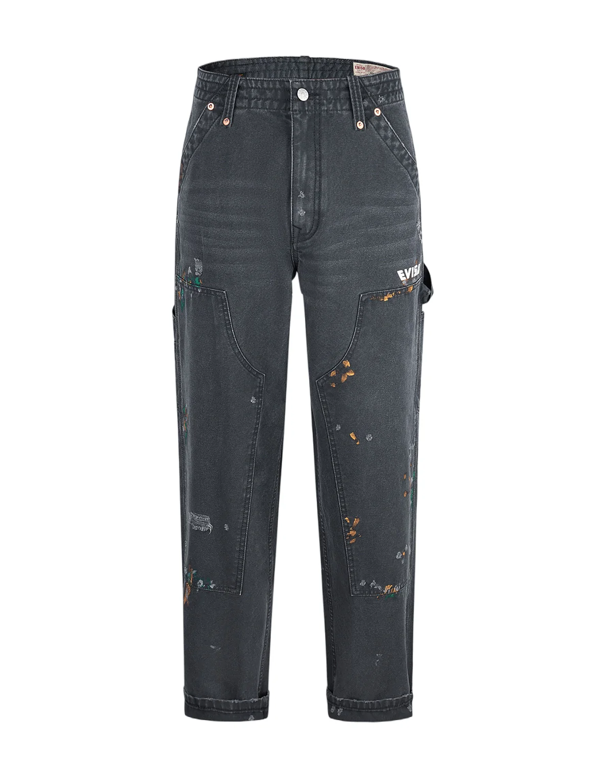 Seagull Embroidery and Logo Print Relax Fit Washed Pants - Image 33