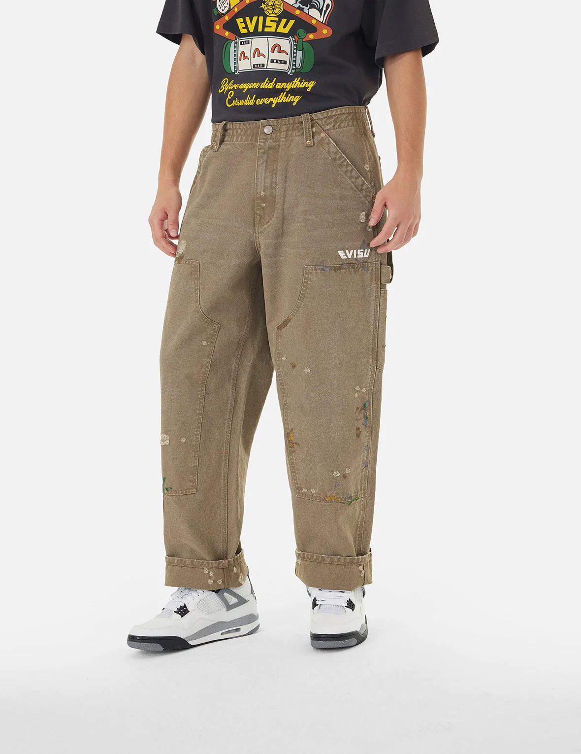 Seagull Embroidery and Logo Print Relax Fit Washed Pants - Image 6