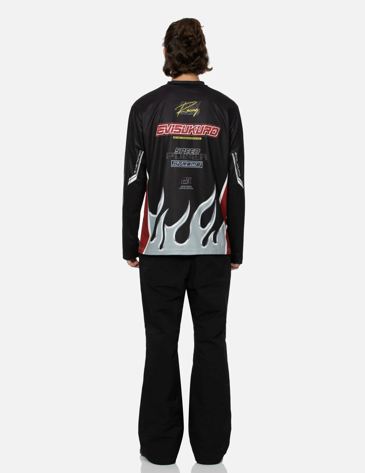 Seagull Embroidery and Multi-Pocket Regular Fit Bell Bottoms Pants - Image 6