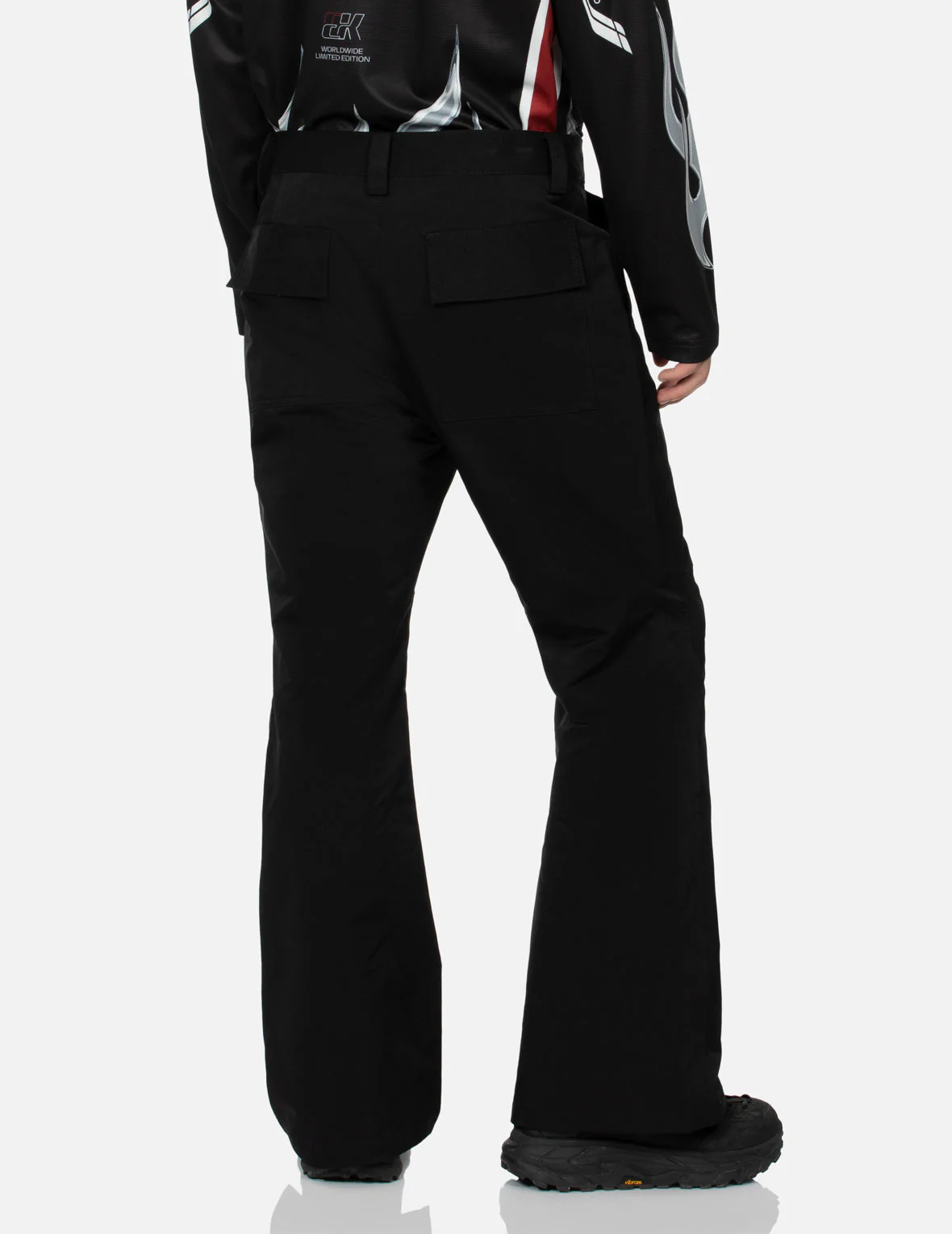 Seagull Embroidery and Multi-Pocket Regular Fit Bell Bottoms Pants - Image 8