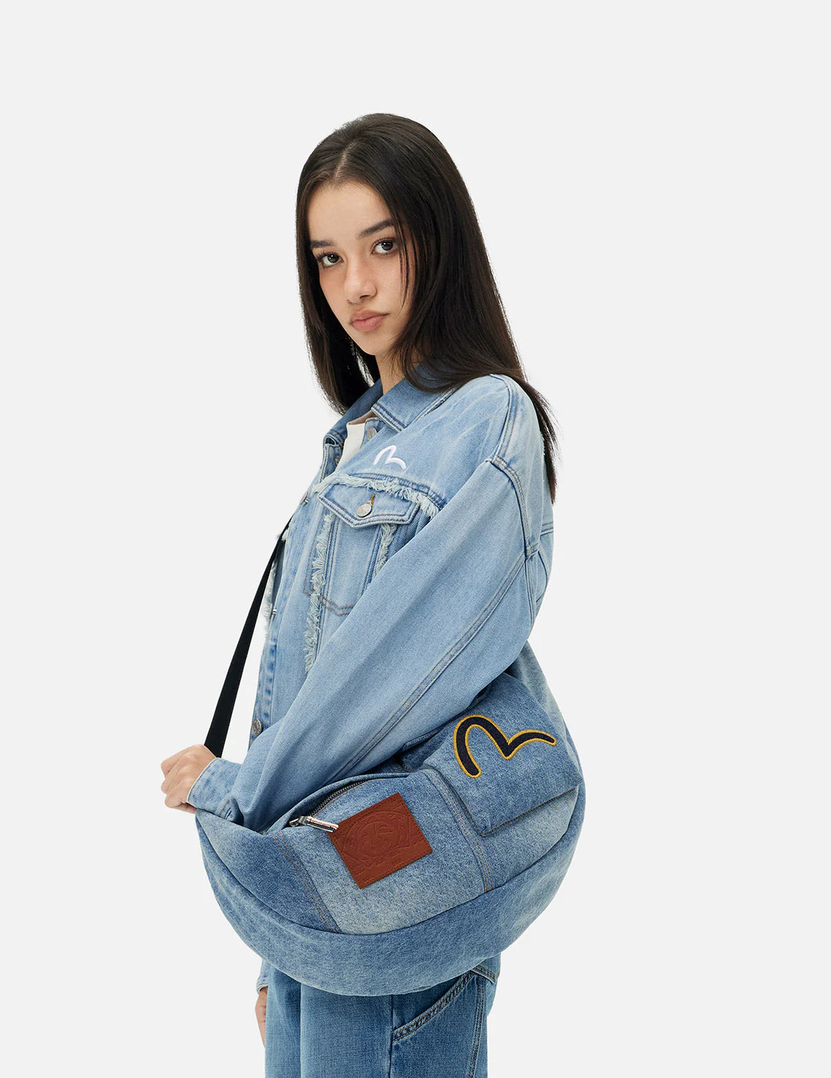 Seagull Embroidery Denim Crossbody Bag - Image 5