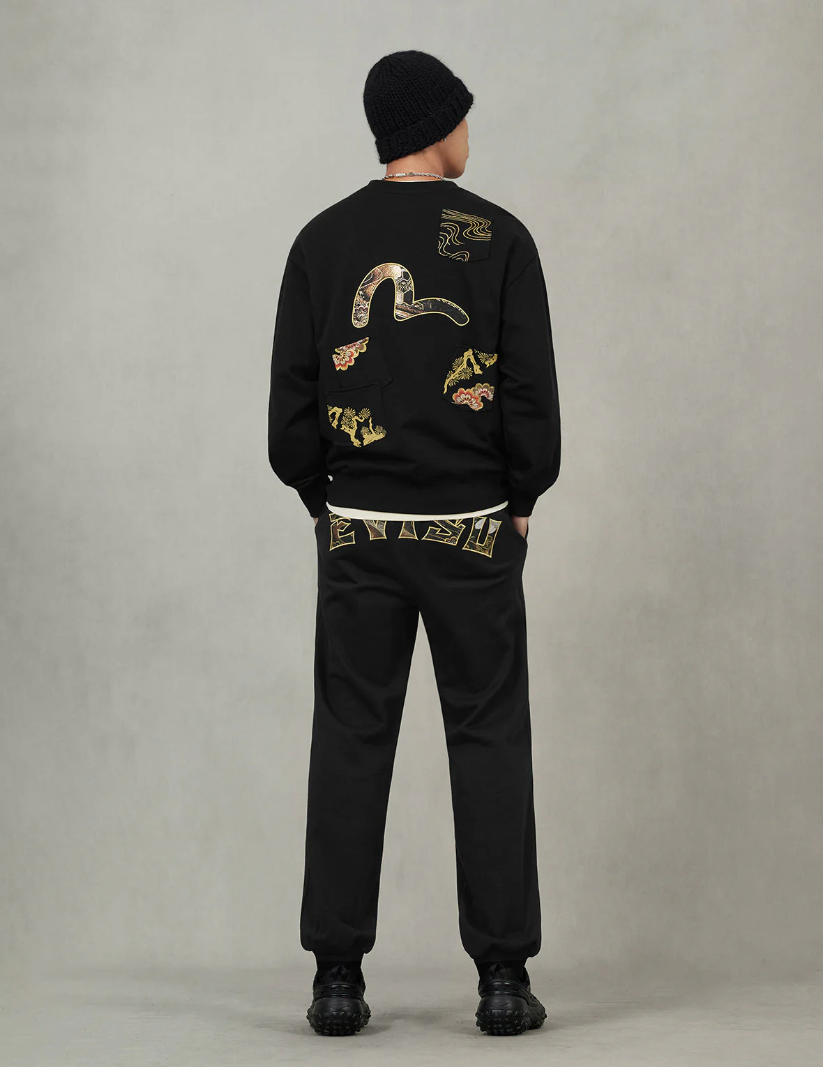 Seagull Embroidery EVISU Brocade Appliqué Straight Fit Sweatpants - Image 6
