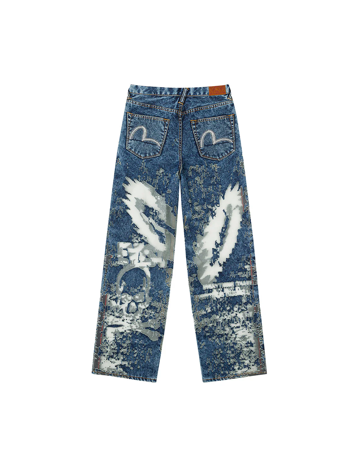 Seagull Embroidery Fashion Fit Burn-Out Fashion Fit Jeans - Image 14