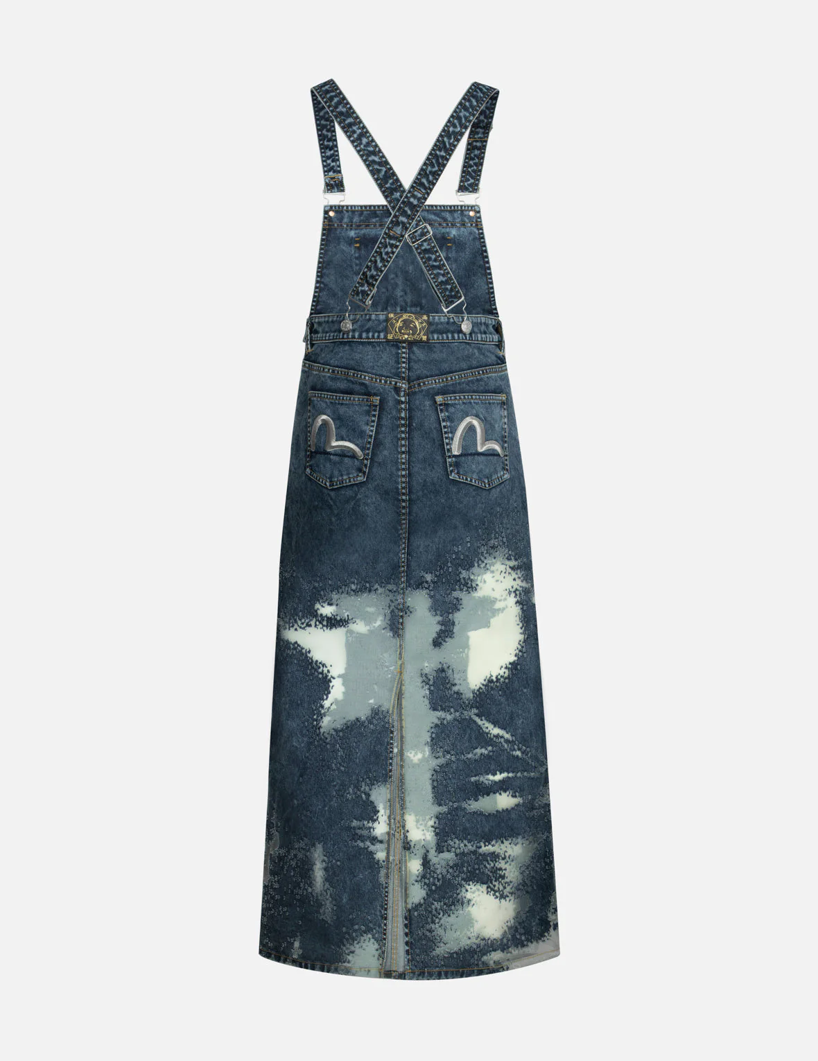 Seagull Embroidery Fashion Fit Burn-Out Denim Skirt - Image 2