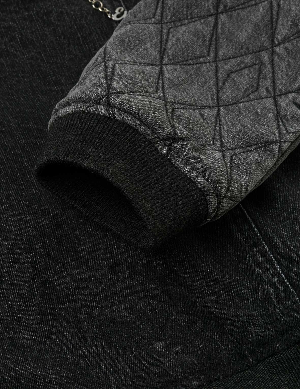 Seagull Embroidery Fashion Fit Hooded Padded Denim Jacket - Image 13