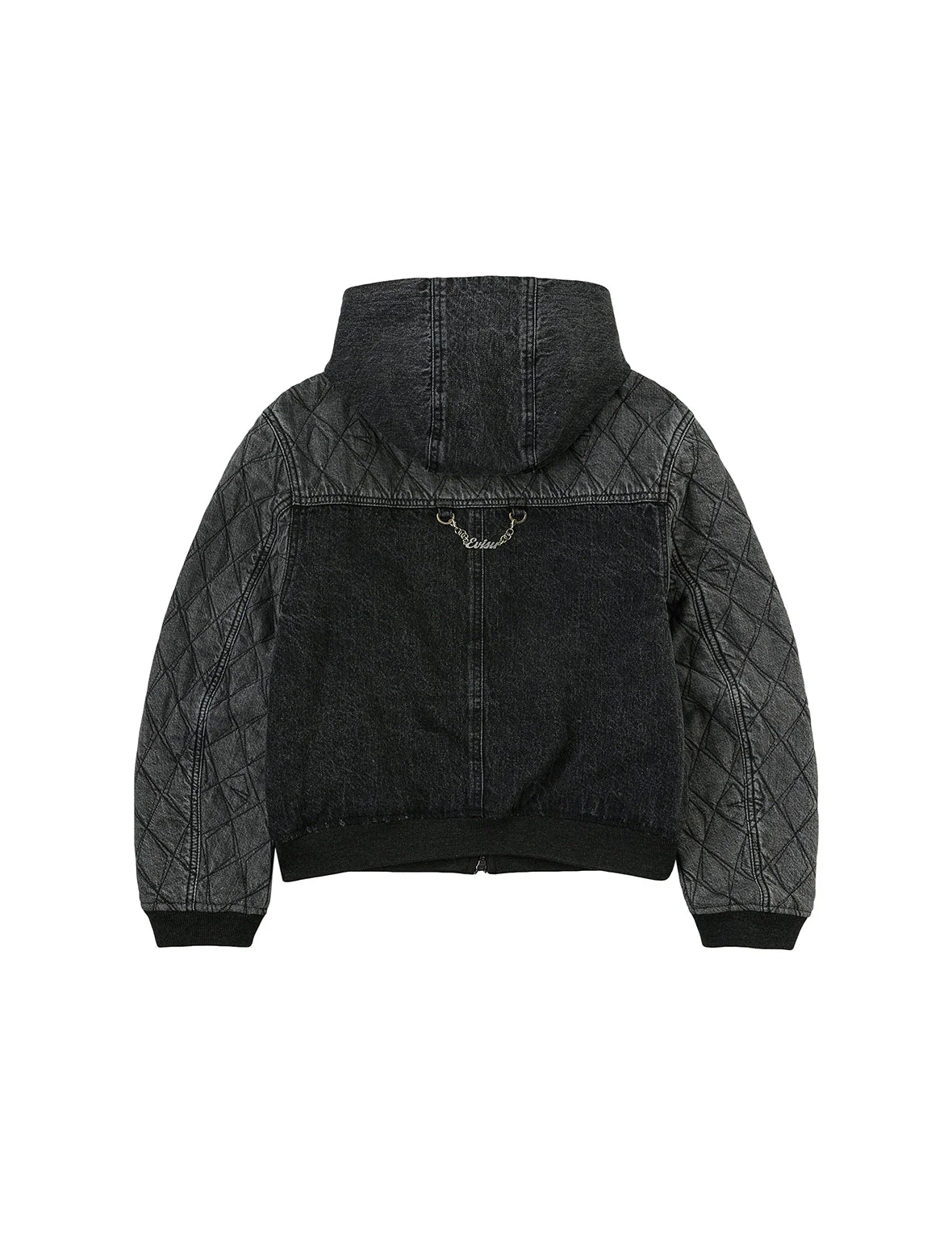 Seagull Embroidery Fashion Fit Hooded Padded Denim Jacket - Image 2