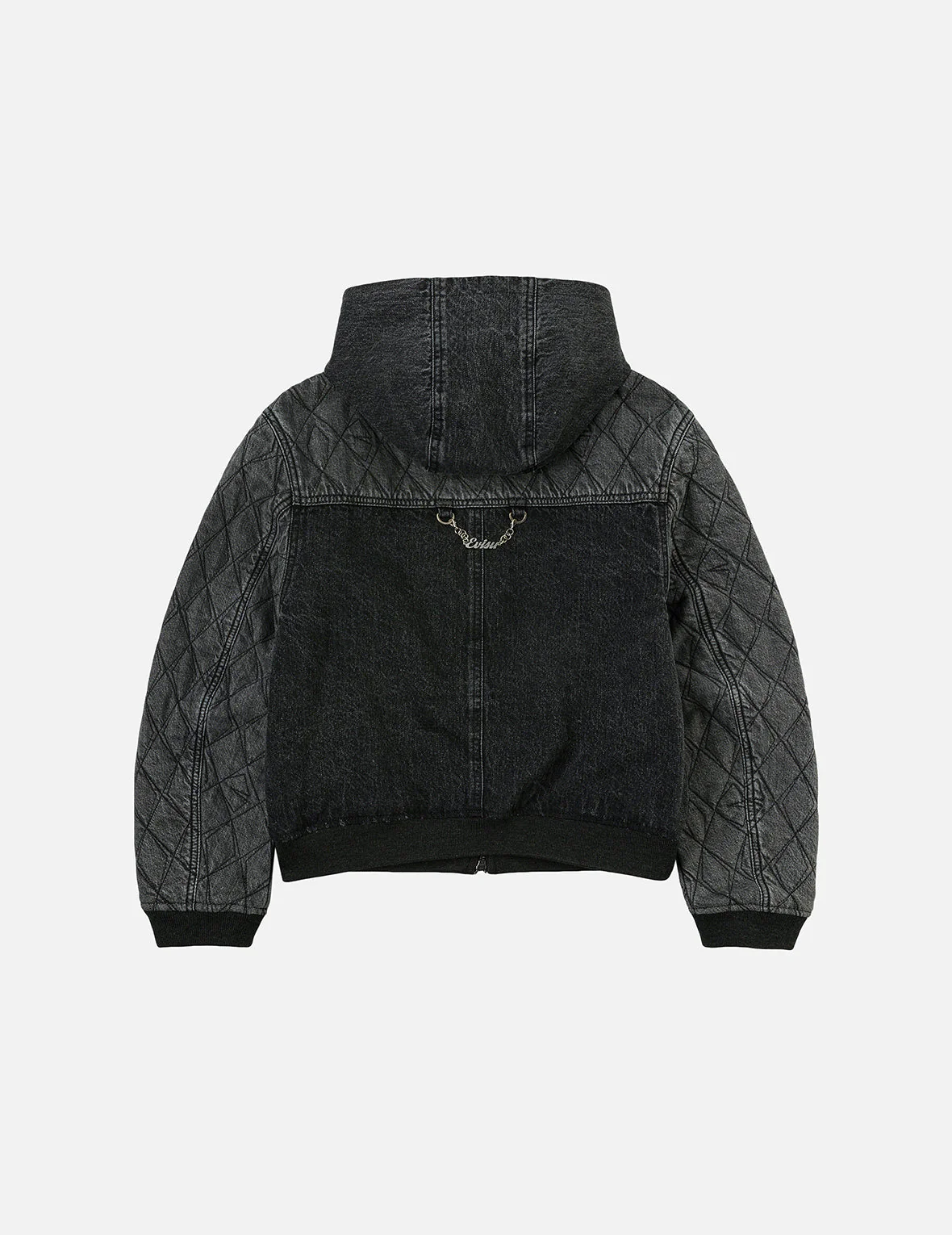 Seagull Embroidery Fashion Fit Hooded Padded Denim Jacket - Image 4