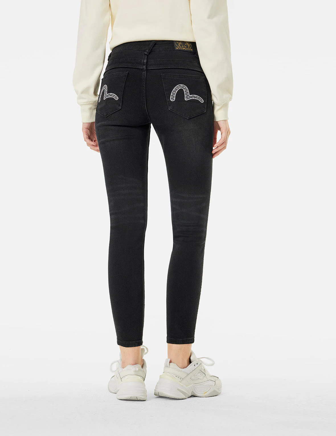 Seagull Embroidery High-Waist Skinny Jeans - Image 5