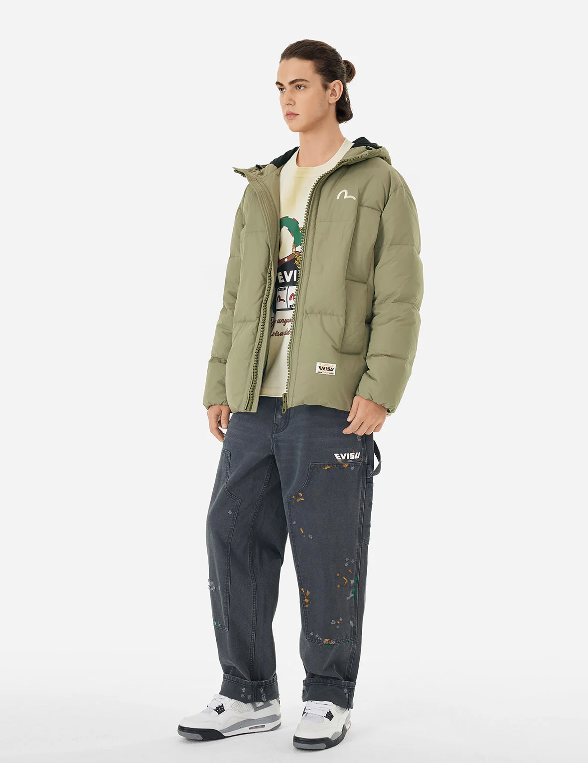 Seagull Embroidery Loose Fit Down Jacket - Image 10