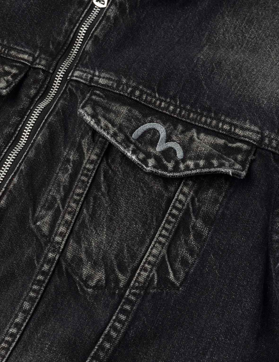 Seagull Embroidery Regular Fit Denim Rider Jacket - Image 11