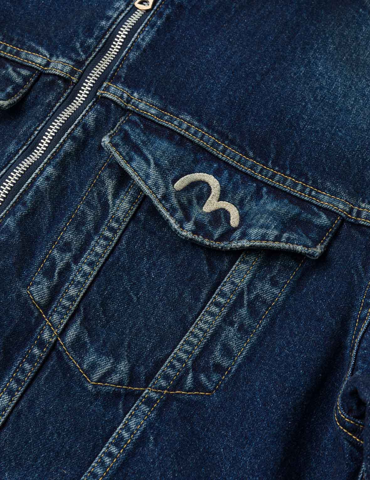 Seagull Embroidery Regular Fit Denim Rider Jacket - Image 13