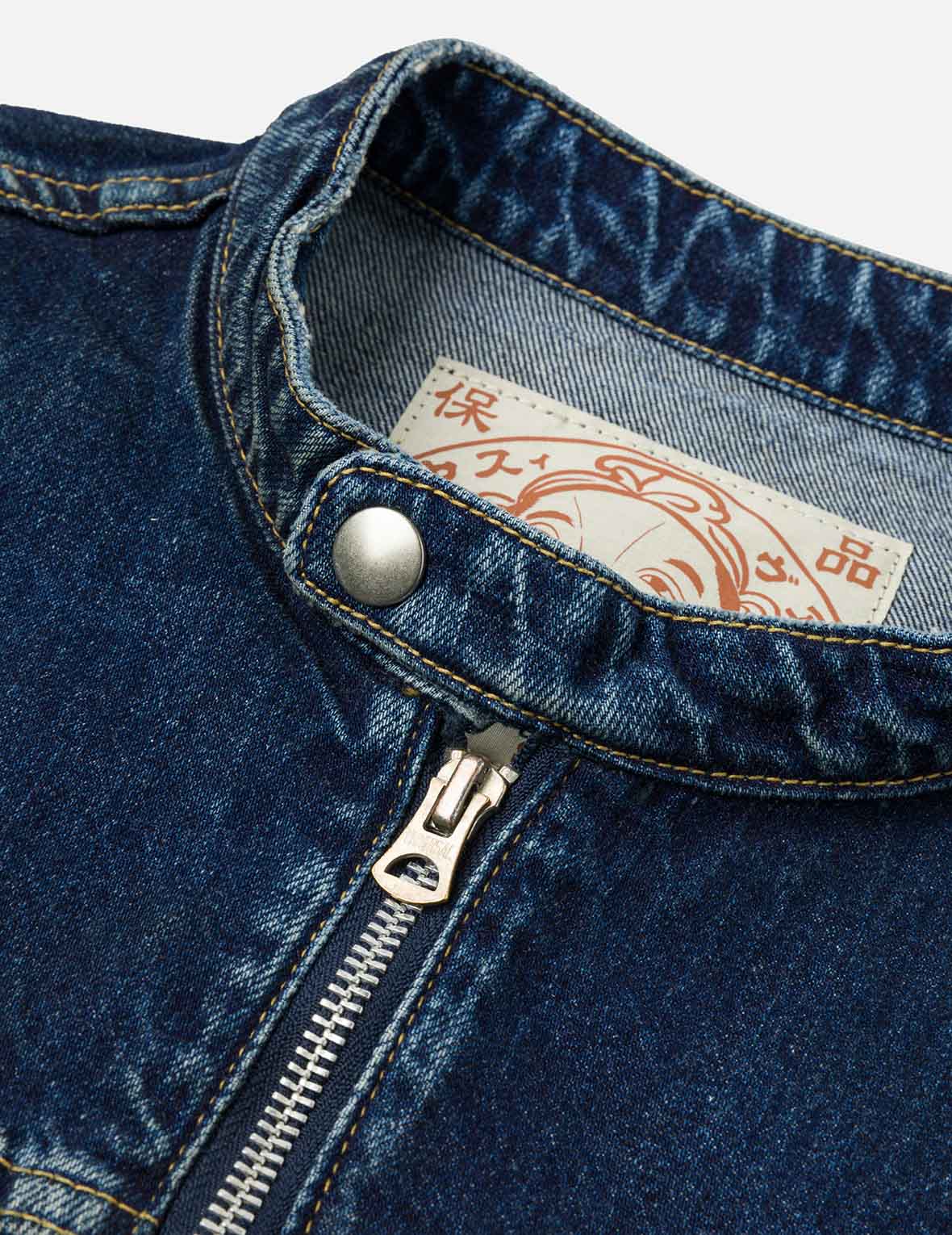 Seagull Embroidery Regular Fit Denim Rider Jacket - Image 15