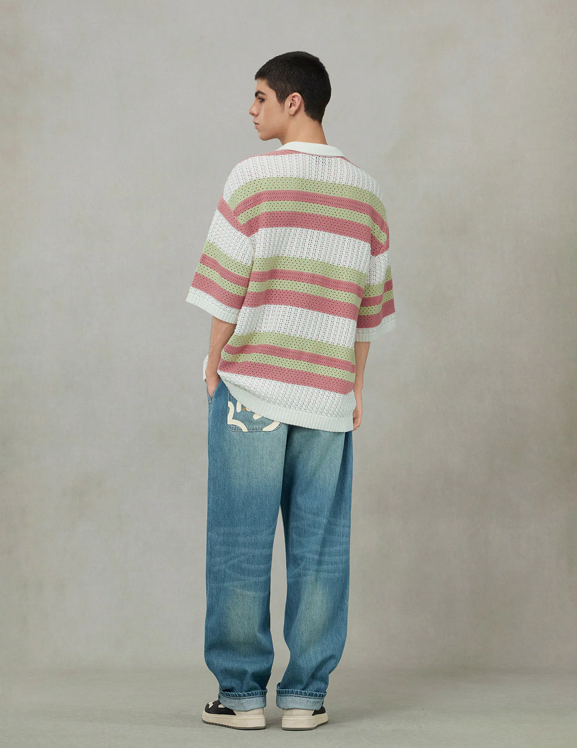 Seagull Embroidery Relax Fit Short-Sleeve Knitted Shirt - Image 4