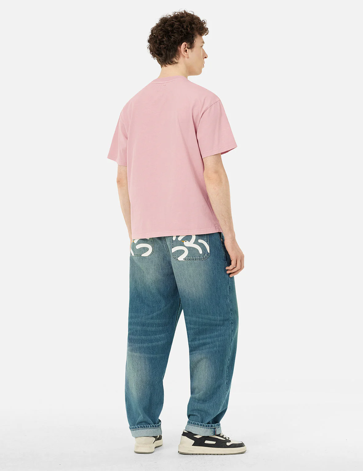 Seagull Embroidery Stitching Pocket Relax Fit T-Shirt - Image 14