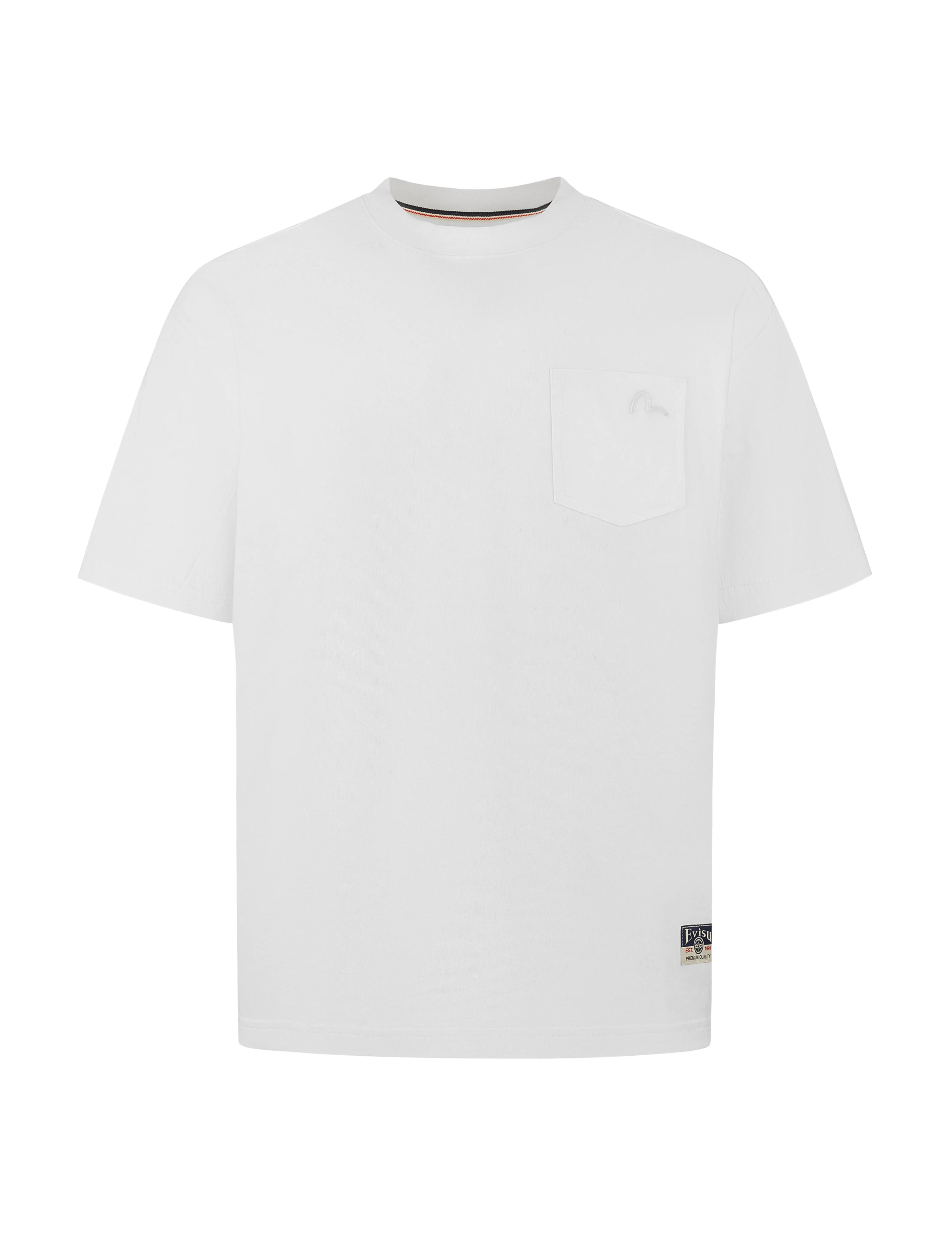 Seagull Embroidery Stitching Pocket Relax Fit T-Shirt - Image 33