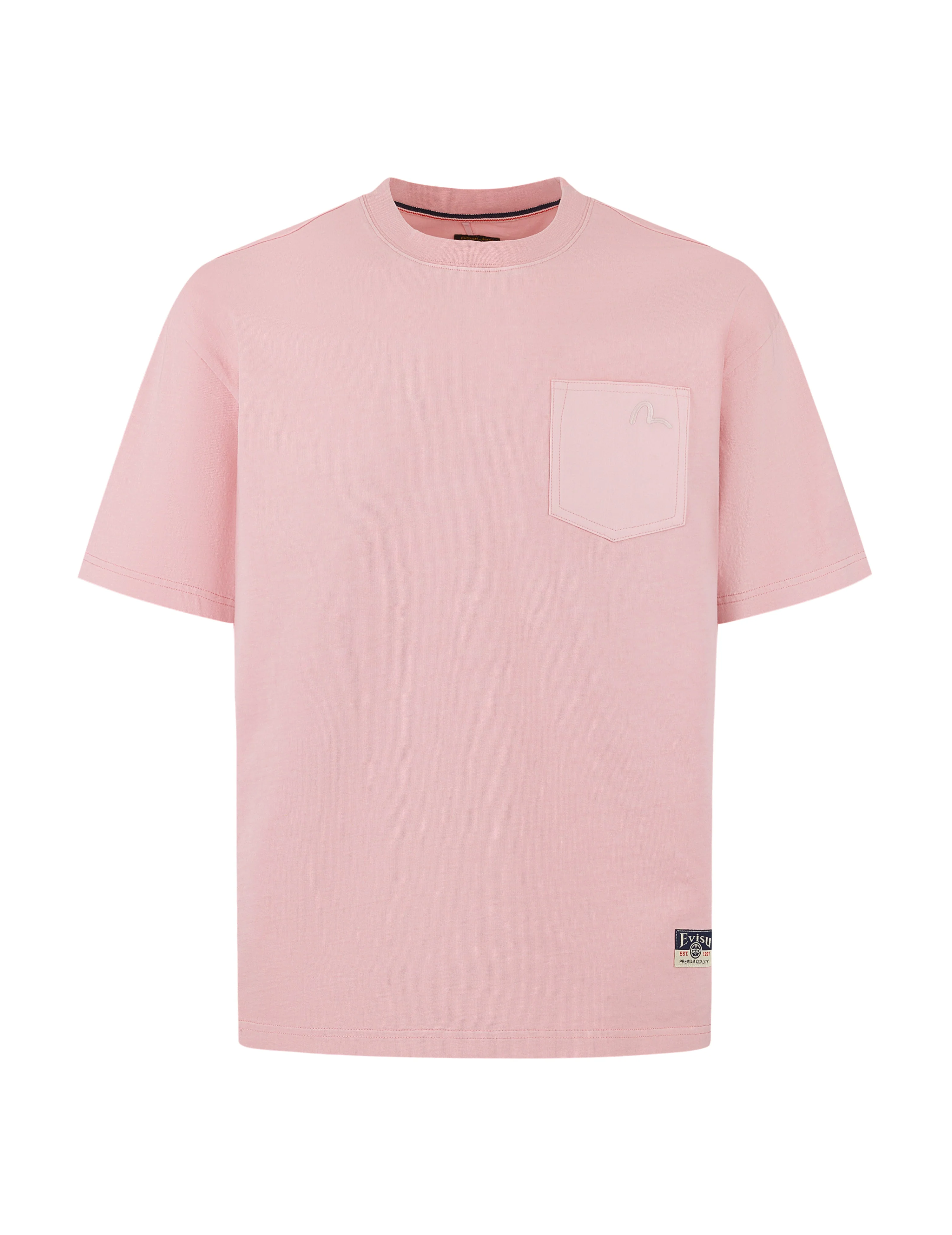Seagull Embroidery Stitching Pocket Relax Fit T-Shirt - Image 34
