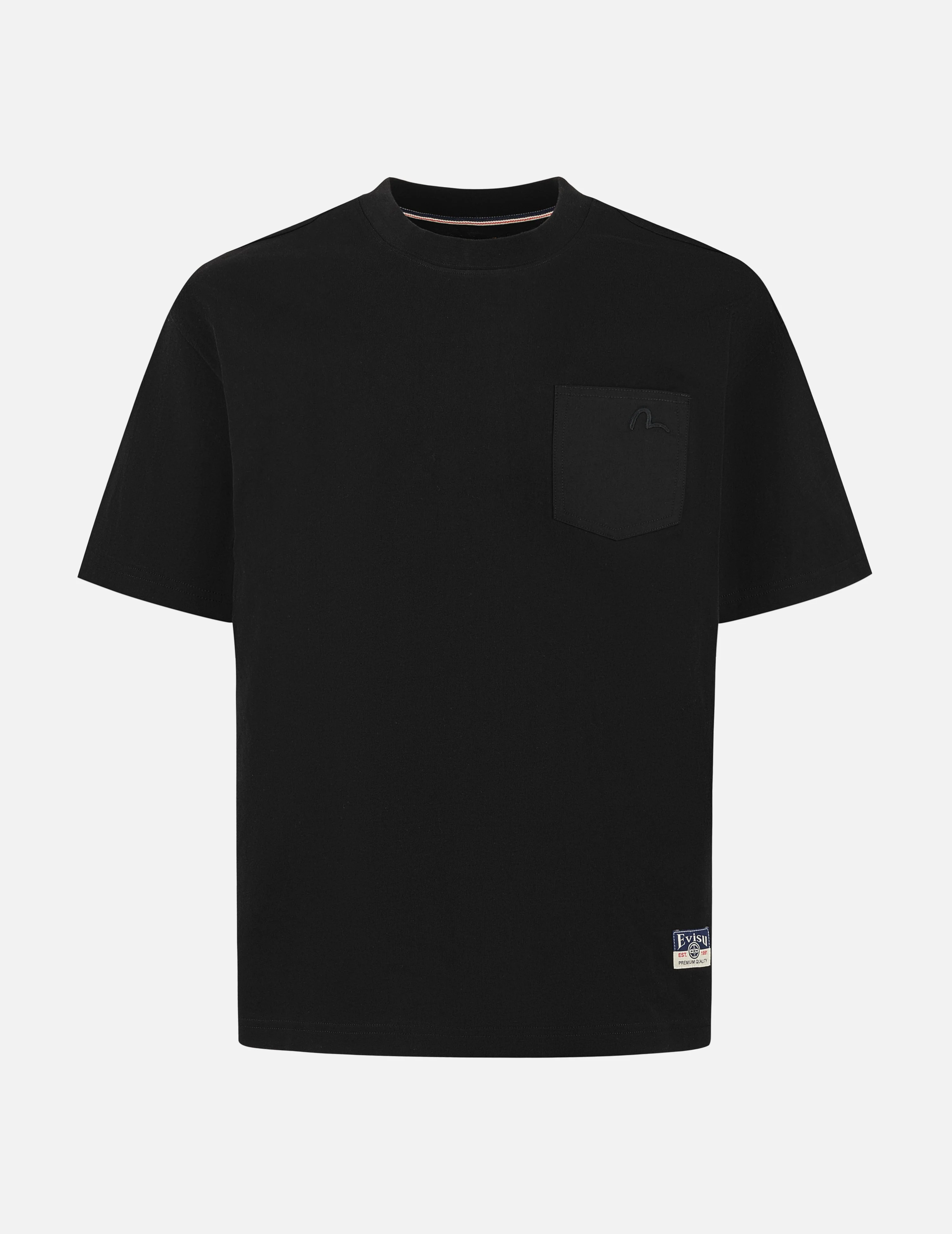 Seagull Embroidery Stitching Pocket Relax Fit T-Shirt - Image 4