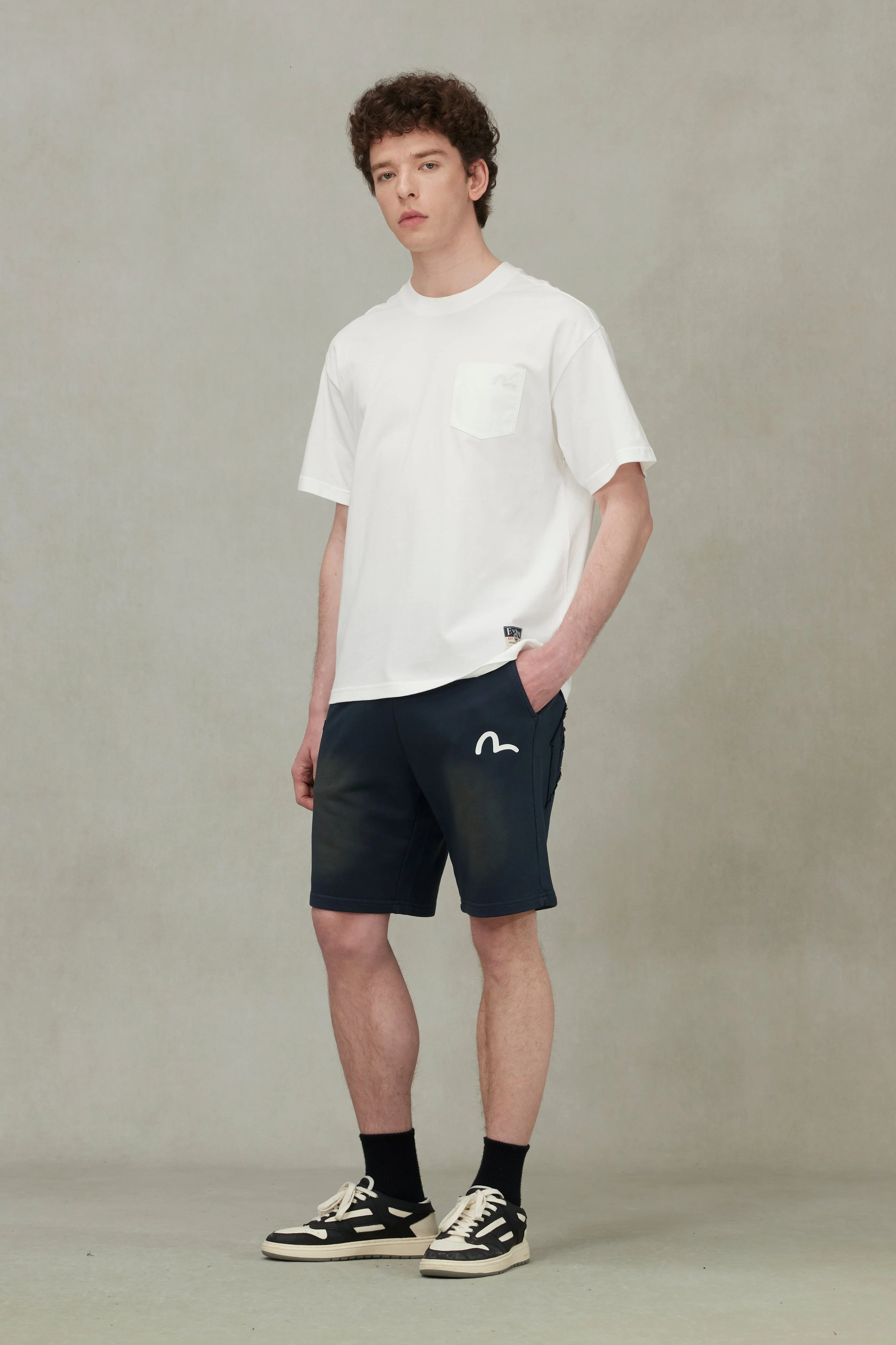 Seagull Embroidery Stitching Pocket Relax Fit T-Shirt - Image 9