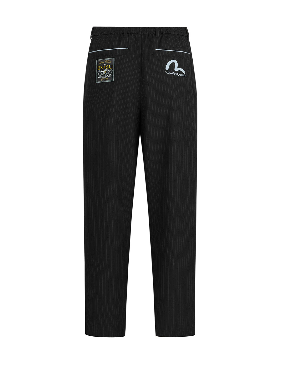 Seagull Embroidery Striped Taper Fit Woven Pants - Image 12