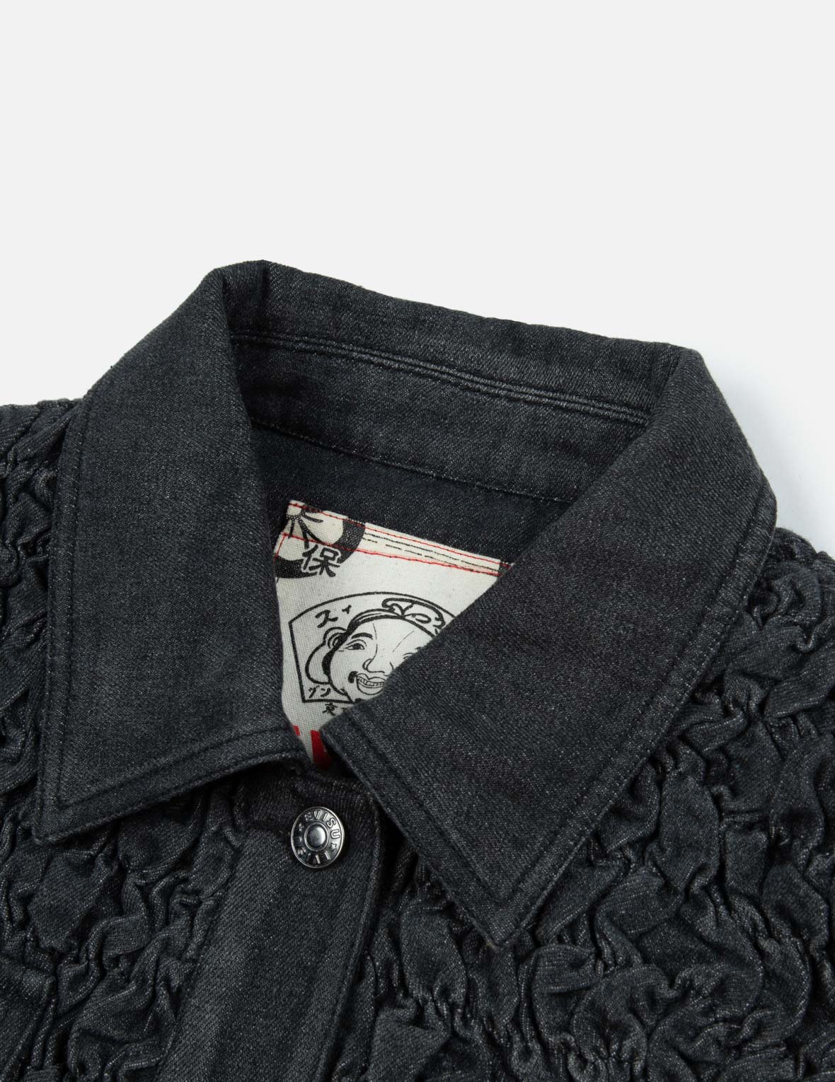 Seagull Embroidery Texture Oversized Denim Jacket - Image 7
