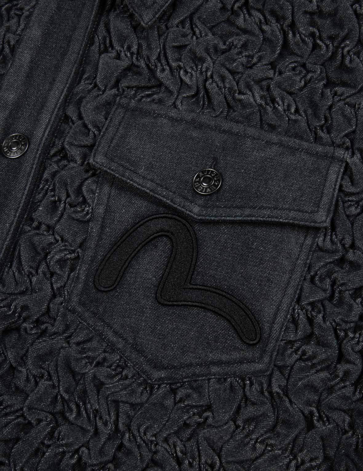 Seagull Embroidery Texture Oversized Denim Jacket - Image 8