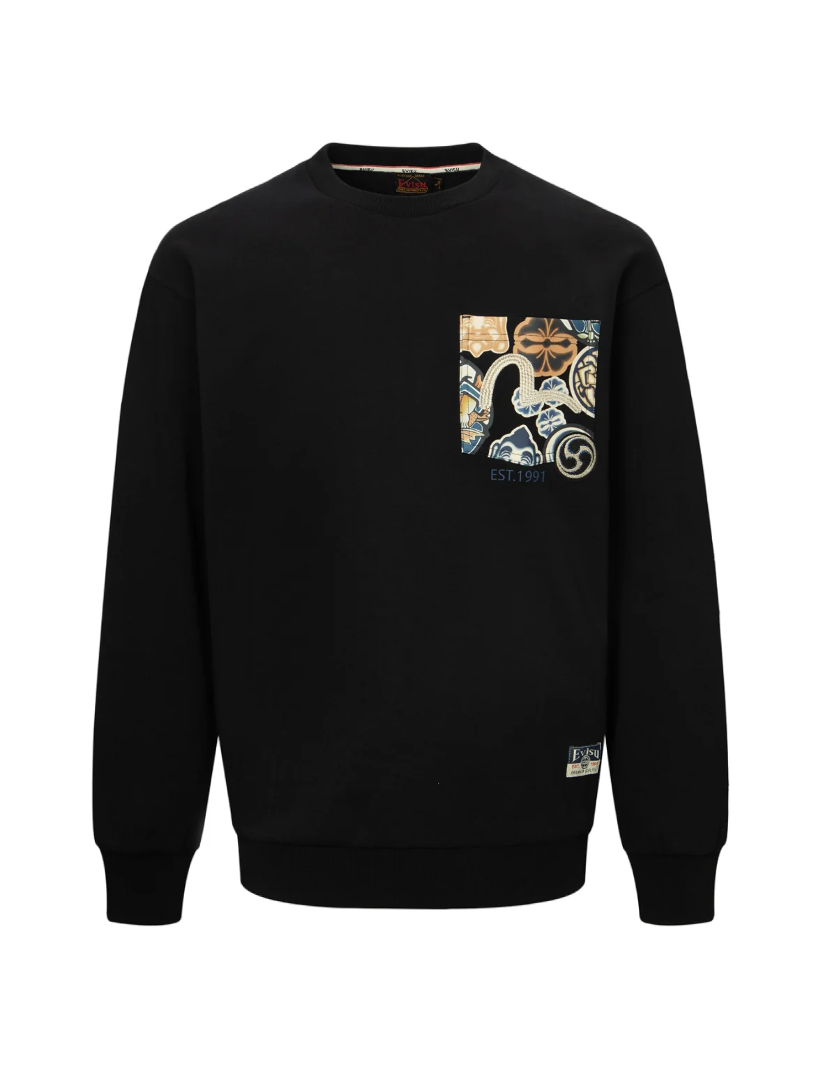 Seagull Embroidery with Kamon Print Pocket Relax Fit Sweatshirt - Image 13
