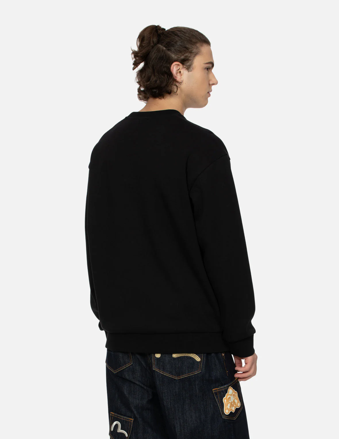 Seagull Embroidery with Kamon Print Pocket Relax Fit Sweatshirt - Image 8