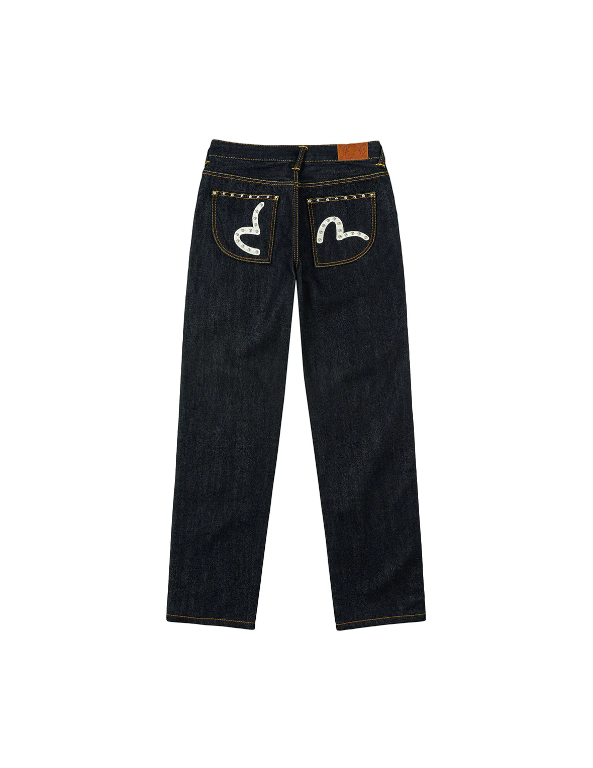 Seagull Embroidery with Metal Studs Relax Fit Jeans - Image 12