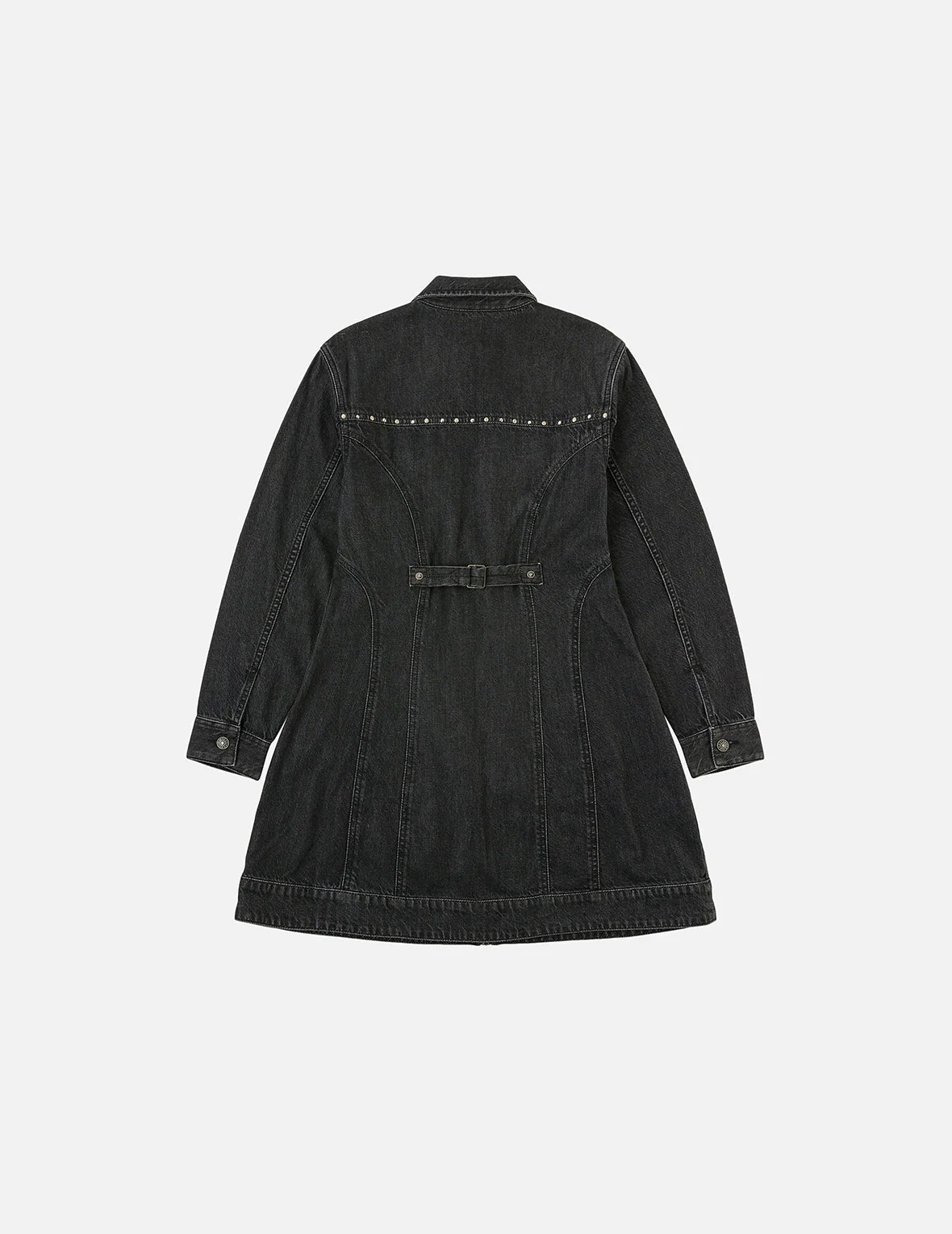 Seagull Embroidery with Studs Fashion Fit Denim Zipper Dress - Image 4