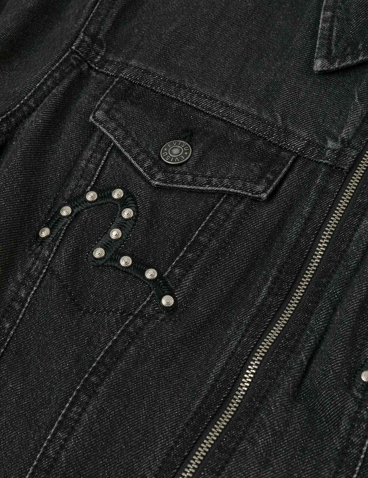 Seagull Embroidery with Studs Fashion Fit Denim Zipper Dress - Image 8