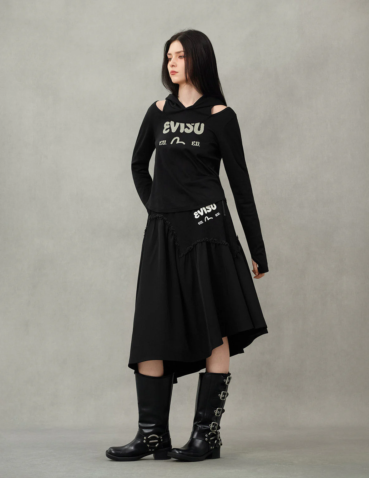 Seagull-inspired Asymmetrical Ruffles Oversized Midi Skirt - Image 5