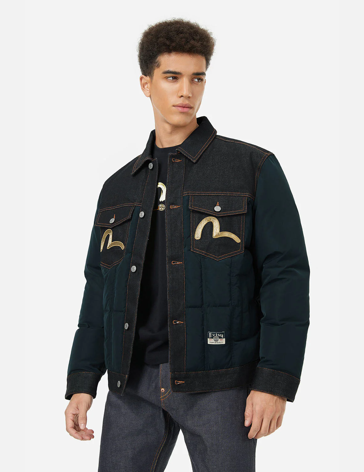 Seagull Metallic Embroidery Regular Fit Down Jacket - Image 5