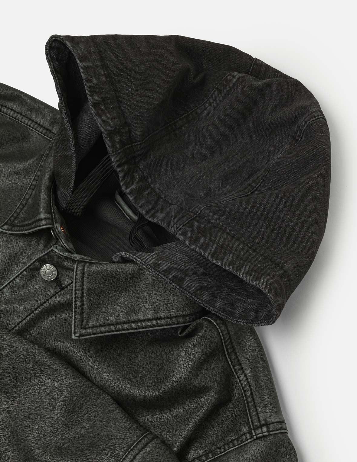 Seagull Print and Embossed Logo Regular Fit Vegan Leather Jacket - Image 11