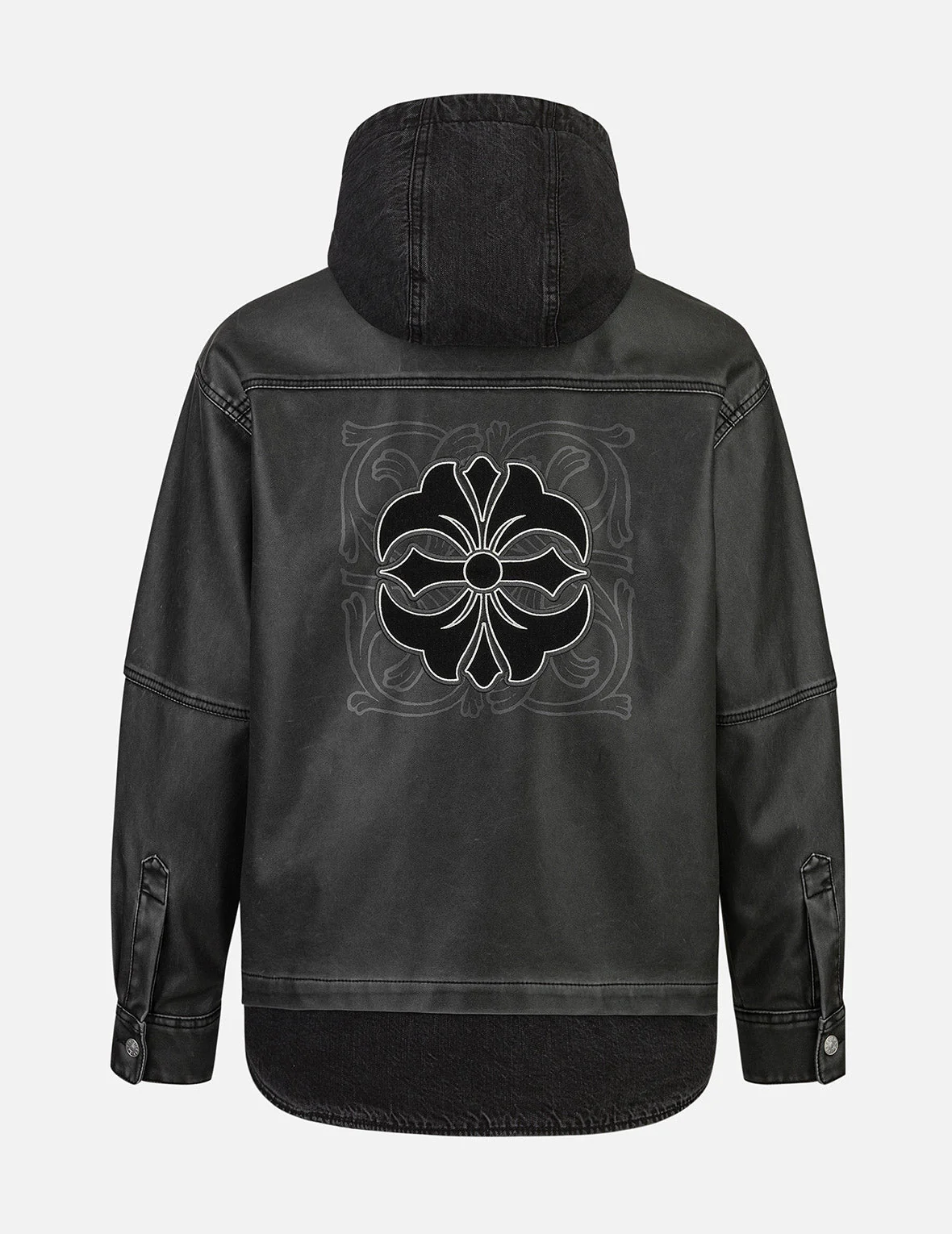 Seagull Print and Embossed Logo Regular Fit Vegan Leather Jacket - Image 2