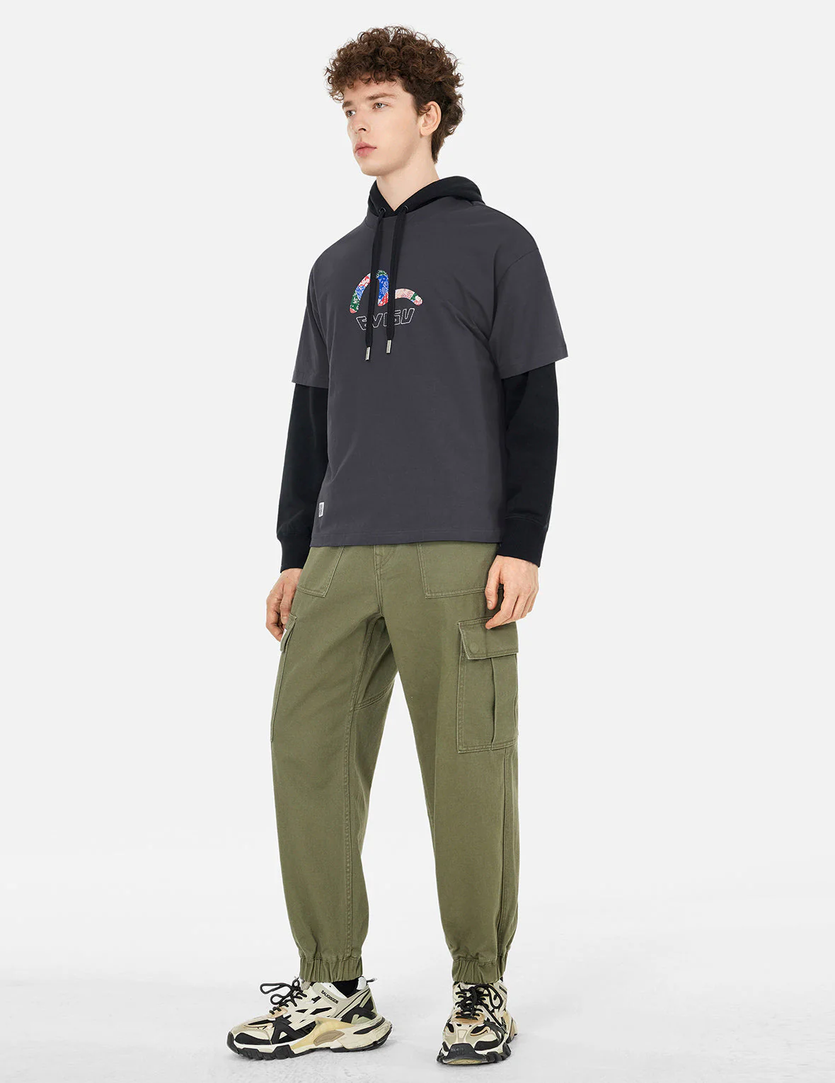 Seagull Print and Japanese Patch Logo Relax Fit T-shirt - Image 3
