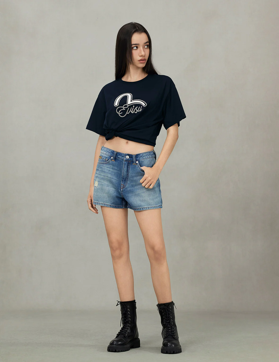 Seagull Print and Twisted Rope Logo Embroidery Boyfriend T-Shirt - Image 7