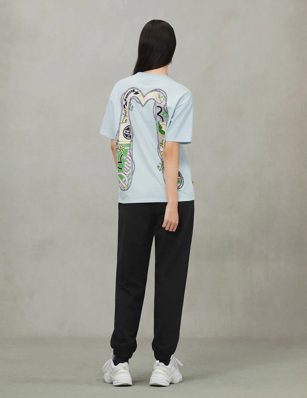 Seagull Print and Wave Embroidery Loose Fit Sweatpants - Image 4