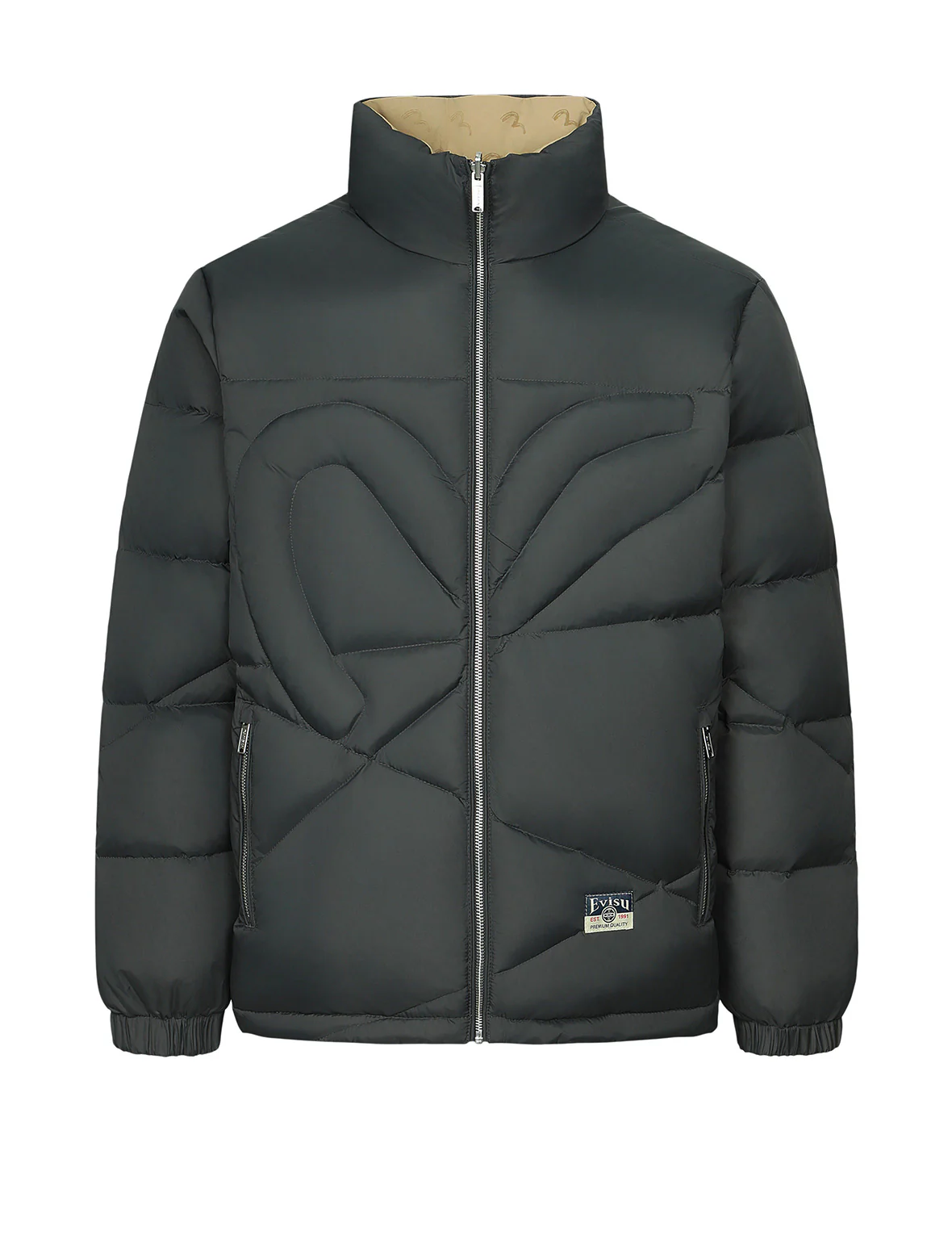 Seagull Print Loose Fit Reversible Down Jacket - Image 14