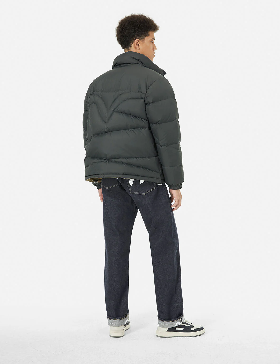 Seagull Print Loose Fit Reversible Down Jacket - Image 3