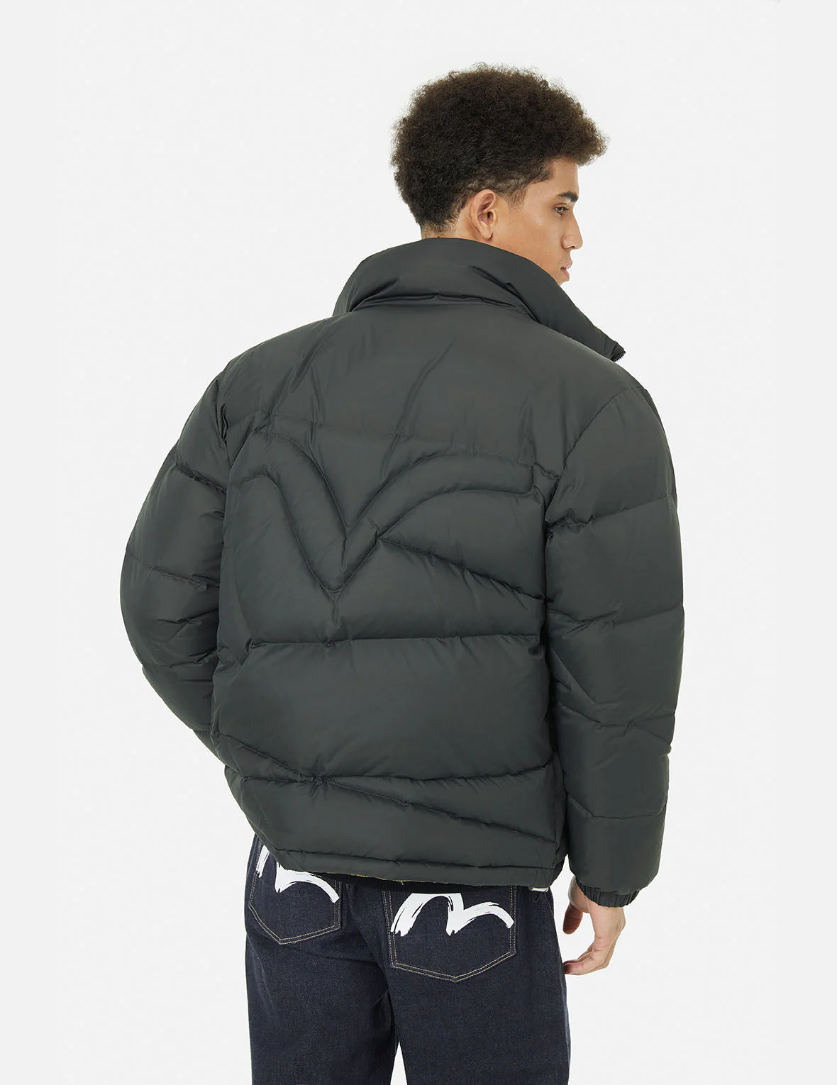 Seagull Print Loose Fit Reversible Down Jacket - Image 5